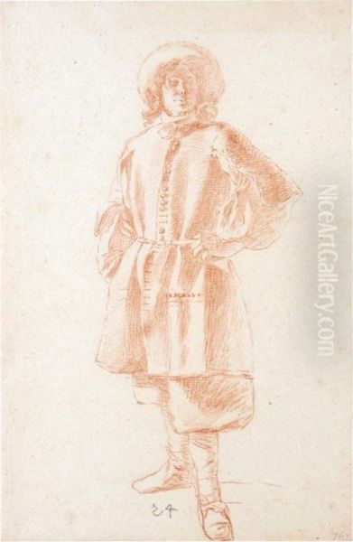 Study Of A Standing Youth Oil Painting by Ter Moses Borch