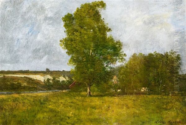 Landschaft Bei Barbizon Oil Painting by Leon Richet