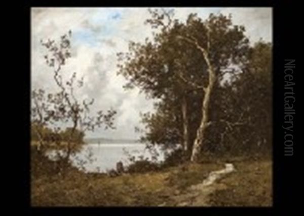 Paysage A La Riviere Oil Painting by Leon Richet