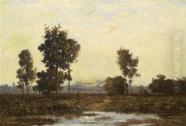 Landschaft Bei Sonnenaufgang Oil Painting by Leon Richet