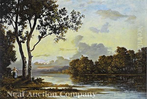 River Path Oil Painting by Leon Richet