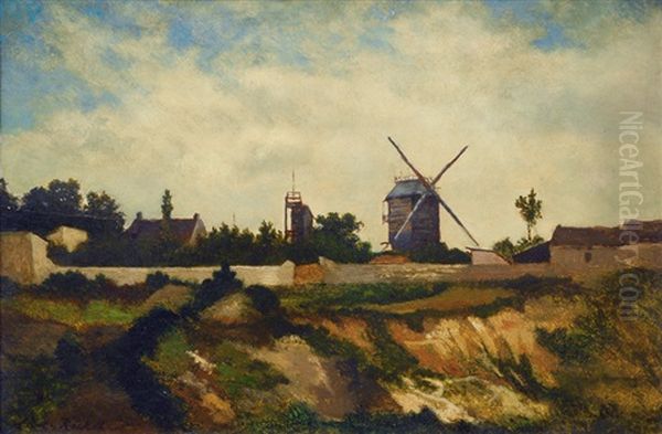 Landscape With Windmill And Houses Oil Painting by Leon Richet