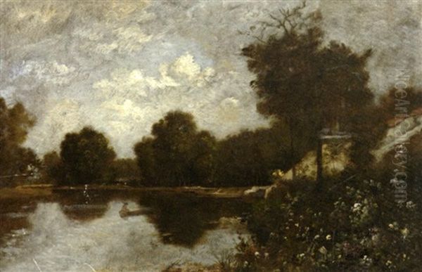 Pecheurs En Bordure D'etang Oil Painting by Leon Richet