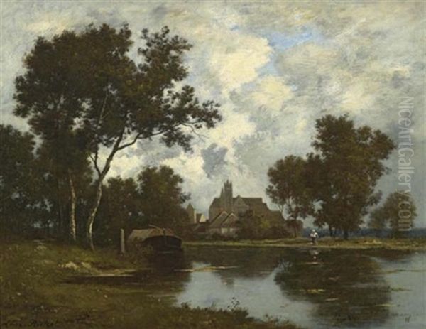 Landschaft Mit Weiher Oil Painting by Leon Richet