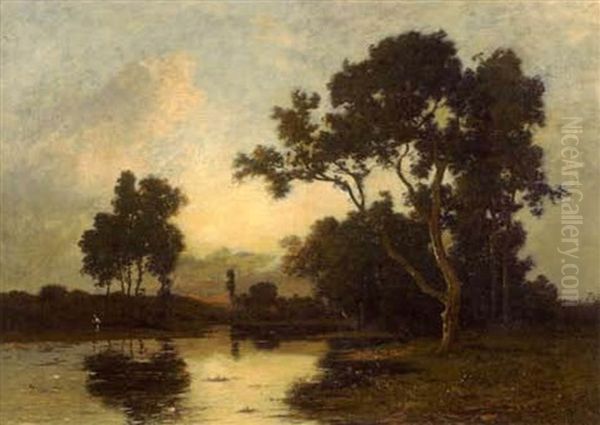 Paysage A L'etang Oil Painting by Leon Richet