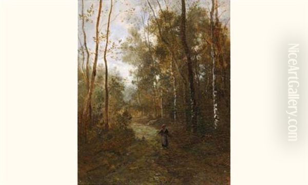 Personnage Dans Un Sous-bois Oil Painting by Leon Richet