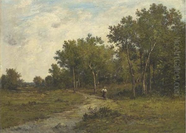 A Figure On A Country Path Oil Painting by Leon Richet