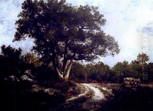 Paysage De La Foret De Fontainbleau Oil Painting by Leon Richet