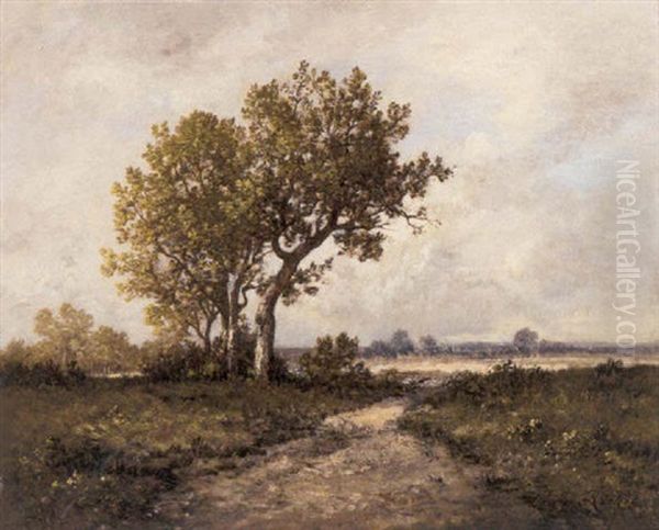 Stream Near A Wooded Landscape Oil Painting by Leon Richet