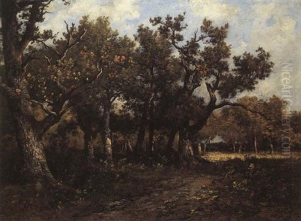 A Clearing In A Forest With A Path In The Foreground Oil Painting by Leon Richet