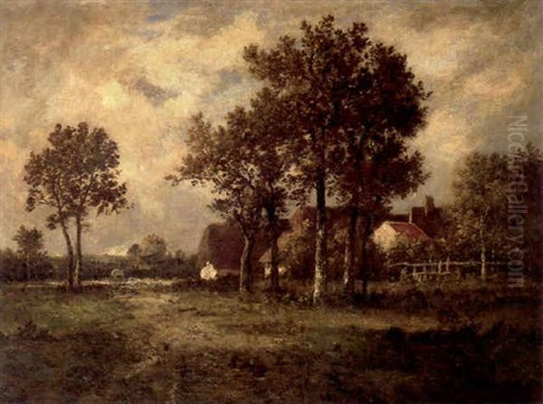 The Farm In The Woods Oil Painting by Leon Richet