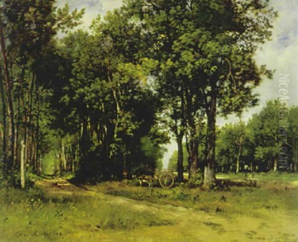 Waldlandschaft Mit Eselkarren Oil Painting by Leon Richet