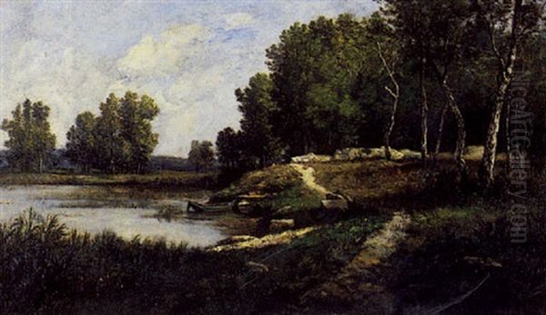 Fontainebleau, La Cressonniere Oil Painting by Leon Richet