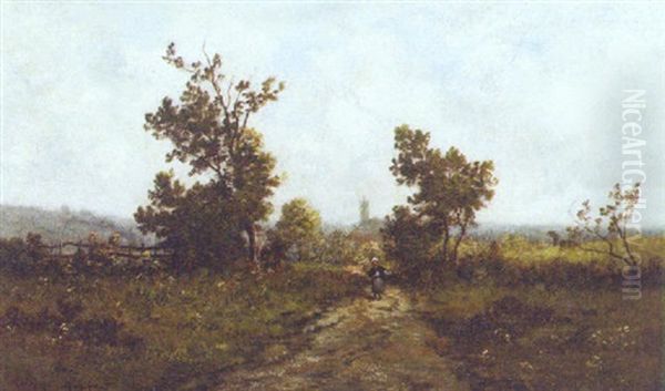 Gathering Twigs On A Country Path by Leon Richet