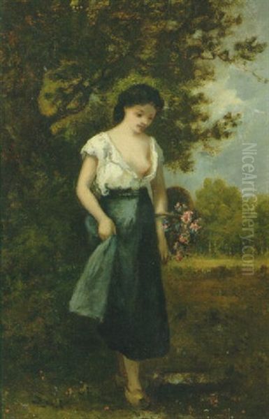 La Fille Des Fleurs Oil Painting by Leon Richet