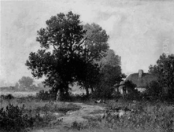 Chaumiere Dans Un Paysage Oil Painting by Leon Richet