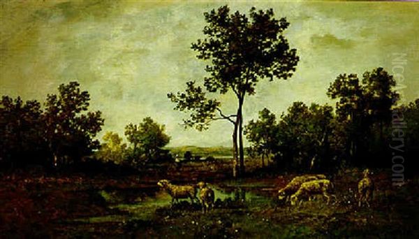 Landscape With Sheep by Leon Richet