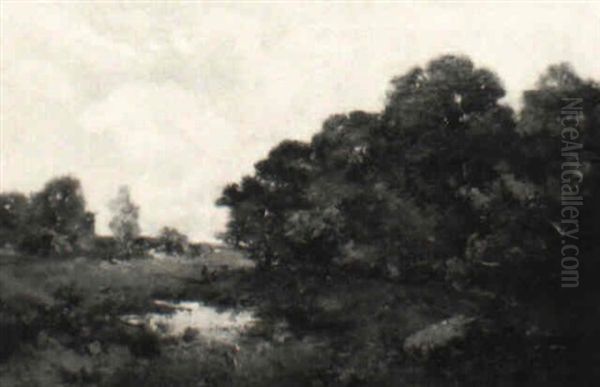 Landscape With Faggot Gatherers Oil Painting by Leon Richet