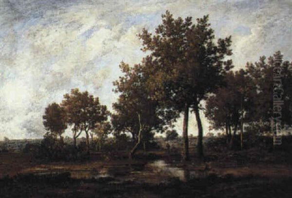 A Figure In A Landscape Oil Painting by Leon Richet