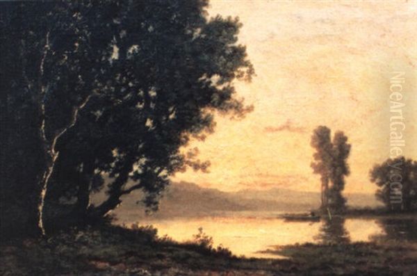 Soir Pres De L'etang Oil Painting by Leon Richet