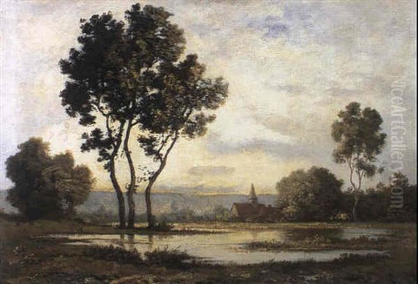 Paysage A L'etang Oil Painting by Leon Richet