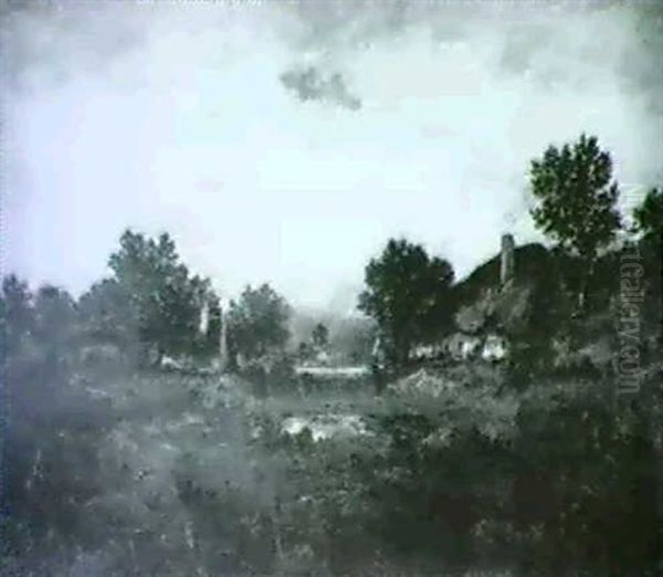 Village Landscape Oil Painting by Leon Richet