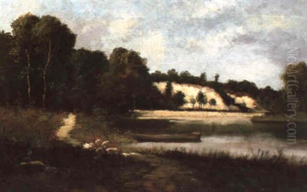 Flusslandschaft Oil Painting by Leon Richet