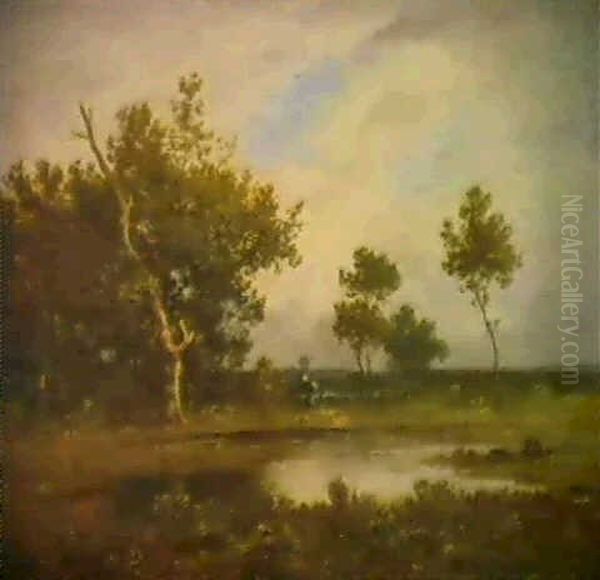 Baumbestandene Ebene Oil Painting by Leon Richet