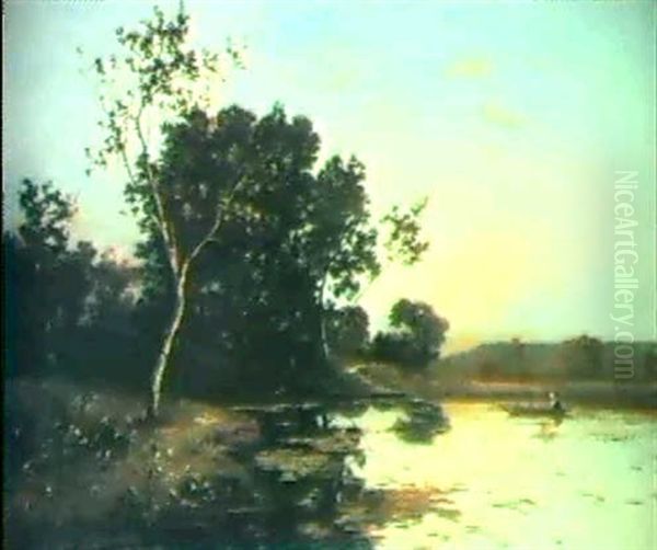 Le Lac Au Crepescule Oil Painting by Leon Richet