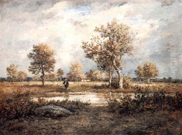 Crossing The Marsh Oil Painting by Leon Richet