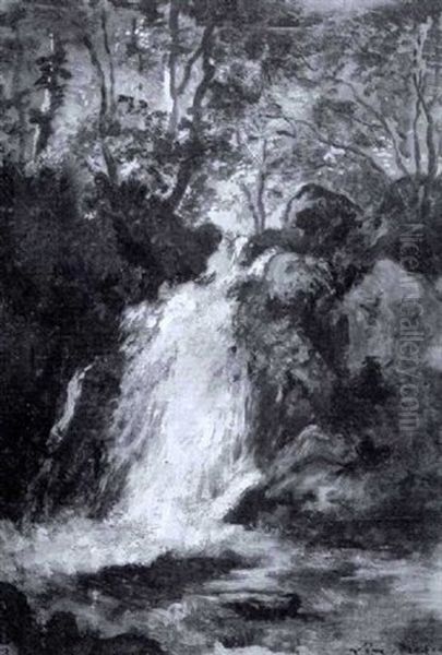 La Cascade Oil Painting by Leon Richet