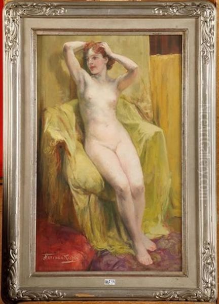 Femme Nue Assise Oil Painting by Herman Jean Joseph Richir