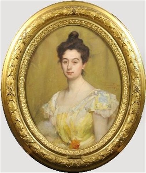 Portrait De Madame Henroz-simonis Oil Painting by Herman Jean Joseph Richir