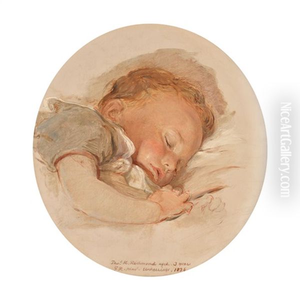 Portrait Of The Artist's Son Thomas Knyvett Richmond Aged Three Oil Painting by George Richmond