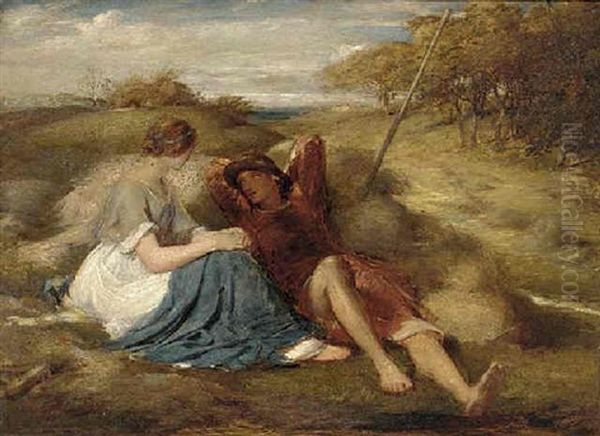 The Lovers Or The Harvesters Oil Painting by George Richmond