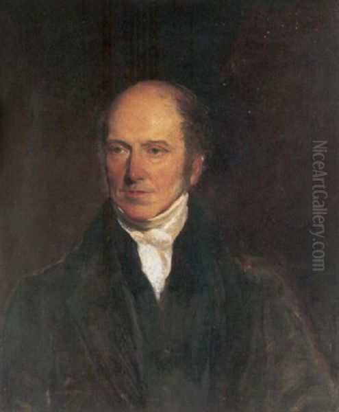 Portrait Of Thomas Richmond Wearing A Black Coat Oil Painting by George Richmond