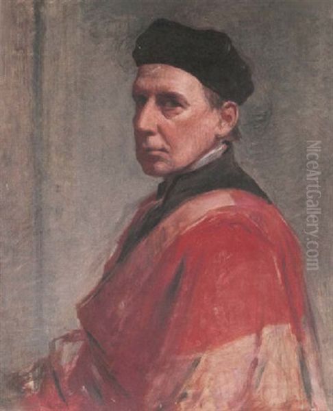 Self-portrait, Seated, Wearing Academic Robes Oil Painting by George Richmond