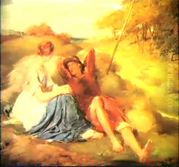 The Lovers, Or, The Harvesters Oil Painting by George Richmond