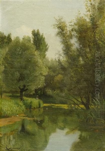 Flussufer Im Spatsommer Oil Painting by Jules Richomme