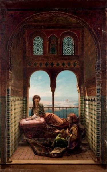 Dans Le Harem Oil Painting by Edouard Frederic Wilhelm Richter