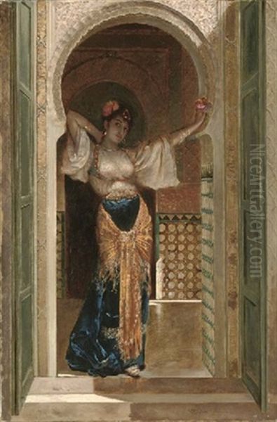 Entrance To The Harem Oil Painting by Edouard Frederic Wilhelm Richter