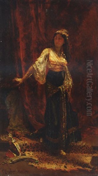 Harem Beauty Oil Painting by Edouard Frederic Wilhelm Richter