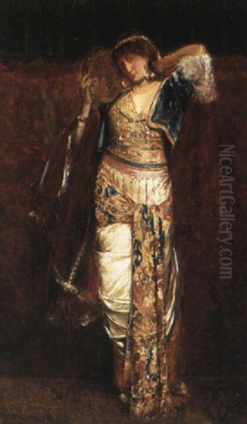 The Tambourine Girl Oil Painting by Edouard Frederic Wilhelm Richter