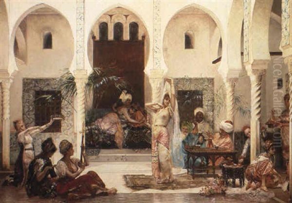 The Harem Scene Oil Painting by Edouard Frederic Wilhelm Richter