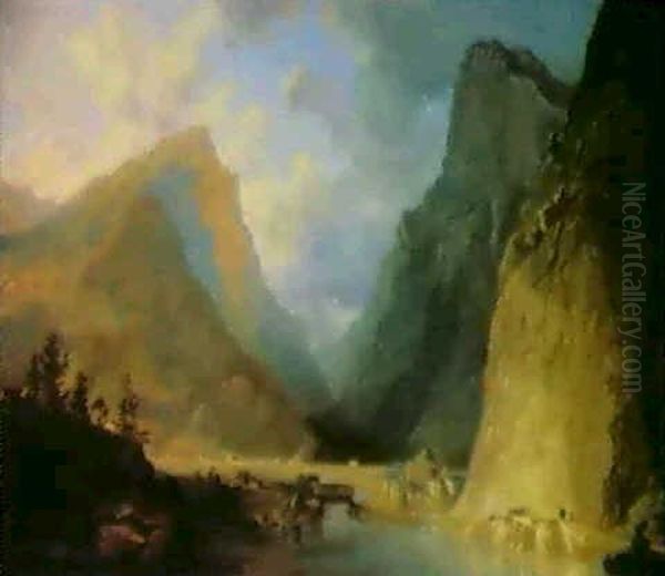 Voralpenlandschaft Oil Painting by Emil Theodor Richter