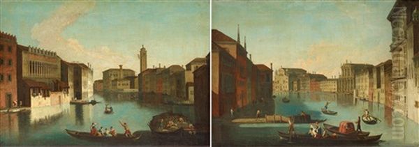 Motiv Fran Venedig (pair) Oil Painting by Giovanni Richter