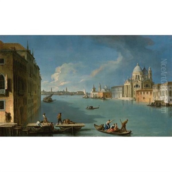 The Construction For The Bridge For The Feast Of The Madonna Della Salute Oil Painting by Giovanni Richter