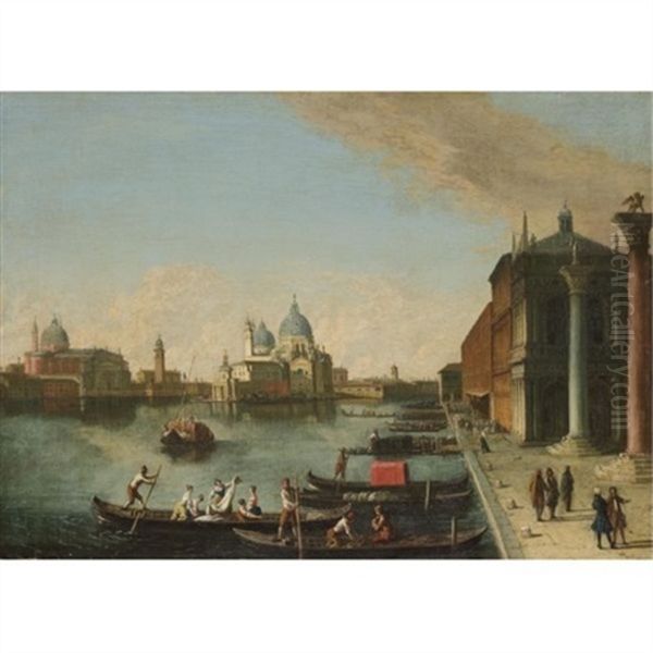 Venice, A View Of The Bacino Di San Marco With Santa Maria Della Salute Beyond Oil Painting by Giovanni Richter