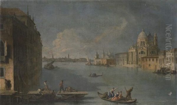 The Entrance Of The Grand Canal, Venice, Looking East Towards Santa Maria Della Salute And The Dogana With S. Giorgio Maggiore Oil Painting by Giovanni Richter