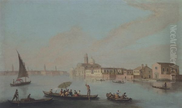 The Venetian Lagoon With The Islands Of San Cristoforo, San Michele And Murano Oil Painting by Giovanni Richter